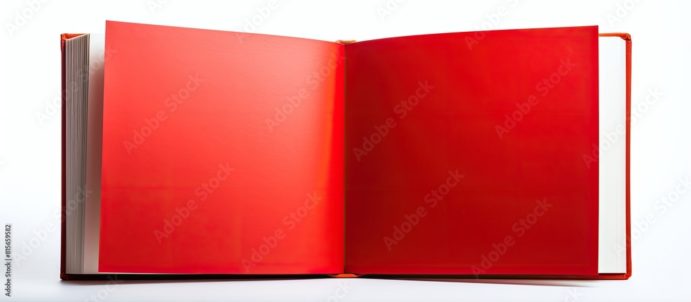Open red book on white background. copy space available Open red book on white background. copy space available