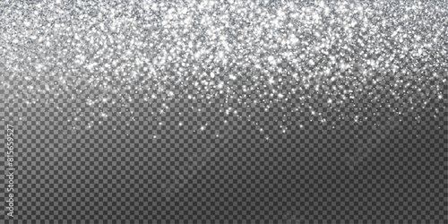 Silver or white glitter lights background. Sparkling glittering rain effect. Luxury frame for Christmas, wedding, birthday party. Transparent background can be removed in vector format. photo