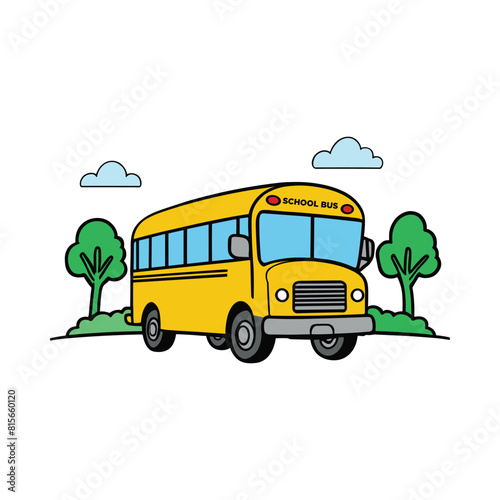 Yellow school bus vector art illustration (ID: 815660120)