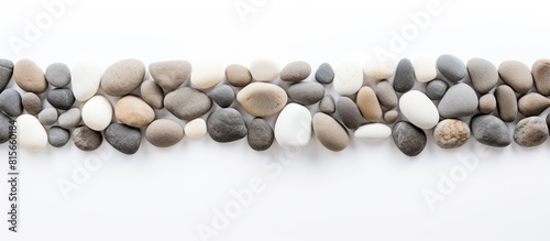 Top view Stones empty space on white background with copy space for your text