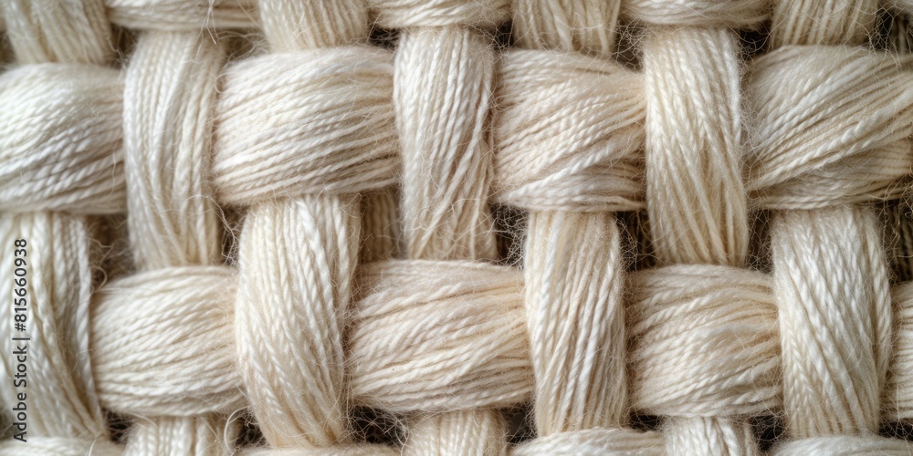 Close up of white wool yarn for knitting as a background or texture Close up of white wool yarn for knitting as a background or texture