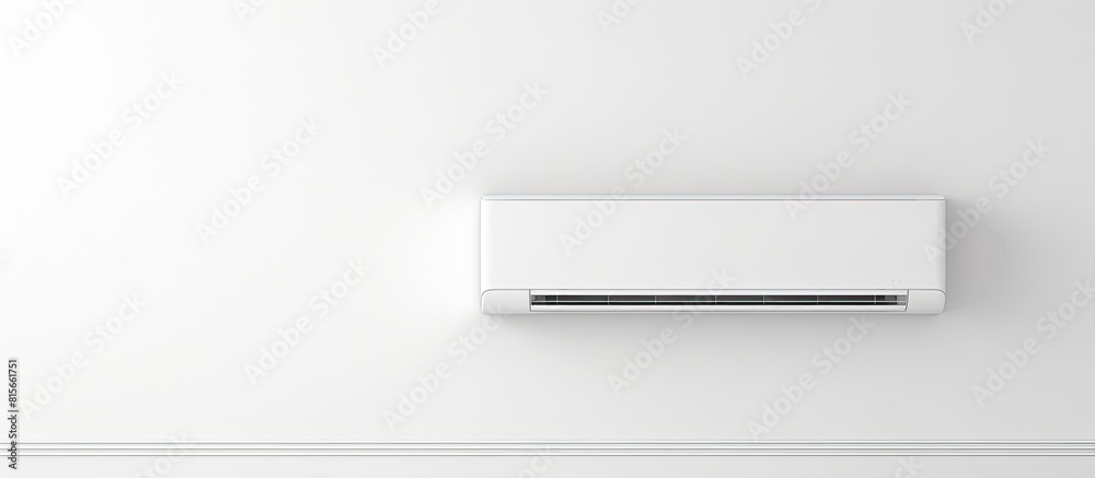 White color air conditioner machine isolated on white wall background with copy space White color air conditioner machine isolated on white wall background with copy space