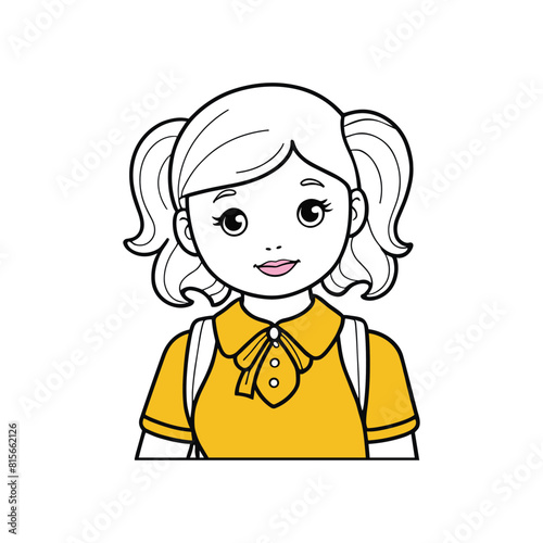 Schoolgirl vector Illustration, little schoolgirl (ID: 815662126)