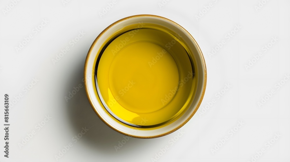 Top view of olive oil bowl isolated on white Top view of olive oil bowl isolated on white