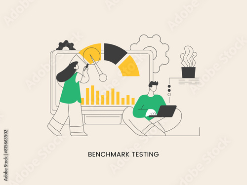 Benchmark testing abstract concept vector illustration. Benchmarking software, product performance indicator, load testing, performance © d4_dsgns