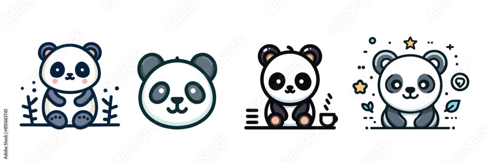 cute panda vector generate ai