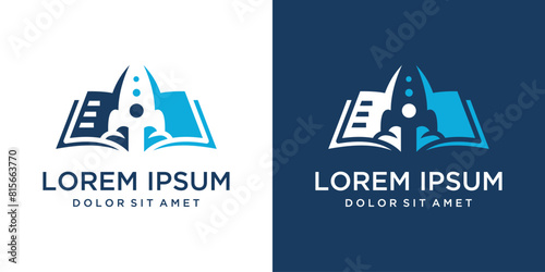 inspiration Abstract book and rocket logo template icon design