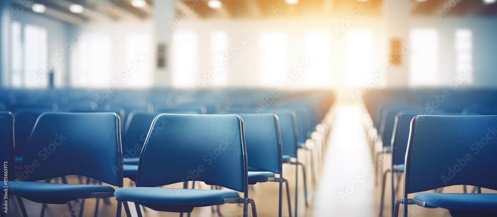 Fototapeta premium Blurred background of conference hall or seminar room with copy space