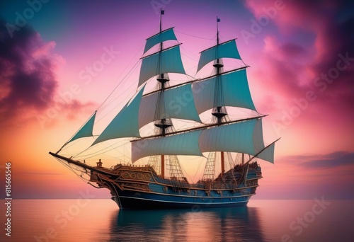 Journey of the Celestial Caravel in Pastel Tones
