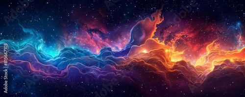 A celestial dreamscape where galaxies swirl in a cosmic dance  their colors and shapes creating mesmerizing patterns in the endless expanse of space.   illustration.