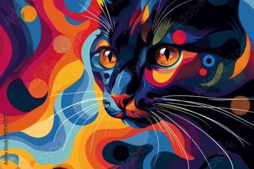 Abstract cat in geometric painting pattern style