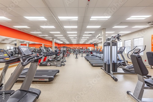Spacious Gym Facility Featuring Cardio Machines and Free Weights Area