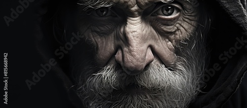 closeup portrait of an old pensive person. copy space available