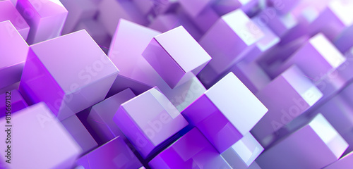 Radiant 3D shapes in violet and white create serenity.