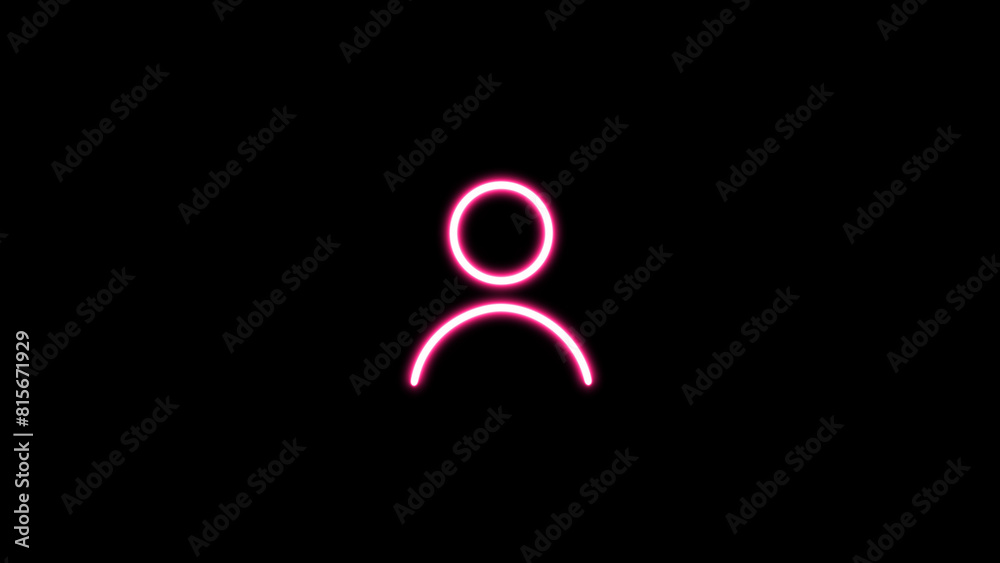 Neon User profile icon. neon glowing Person icon. flat style avatar person icons for user profile or login buttons.