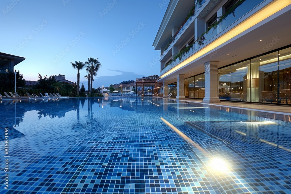 Large outdoor pool with blue water