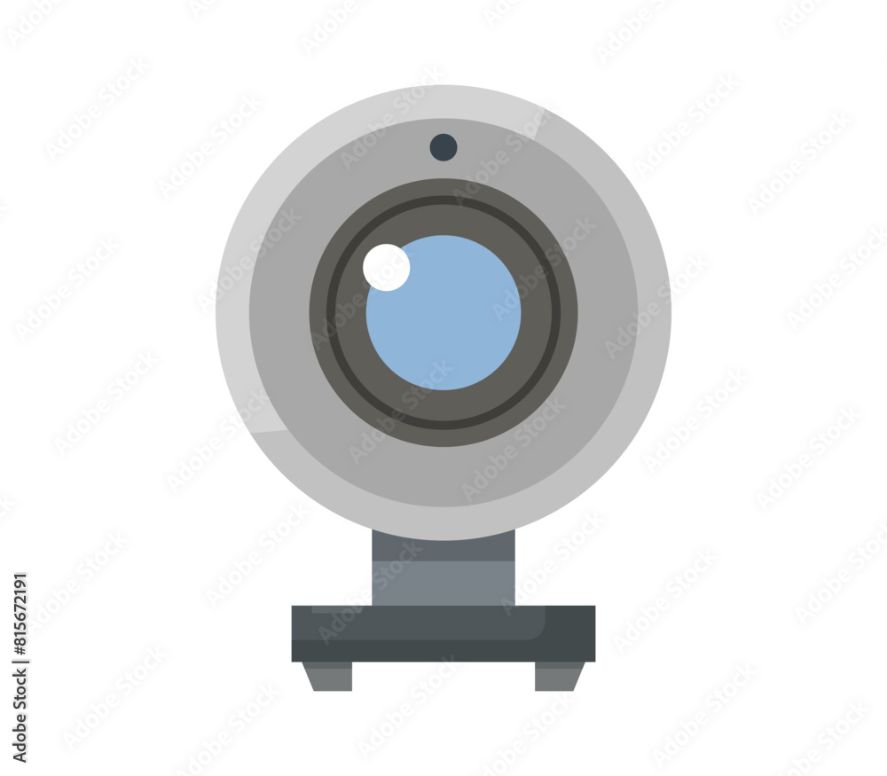 Vector of ound gray digital camera set against a white backdrop, featuring a pair of blue lenses Vector of ound gray digital camera set against a white backdrop, featuring a pair of blue lenses