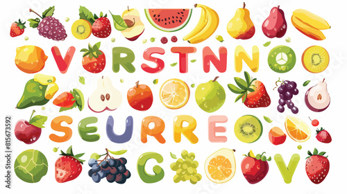 Summer fruits and berries alphabet letters fruits