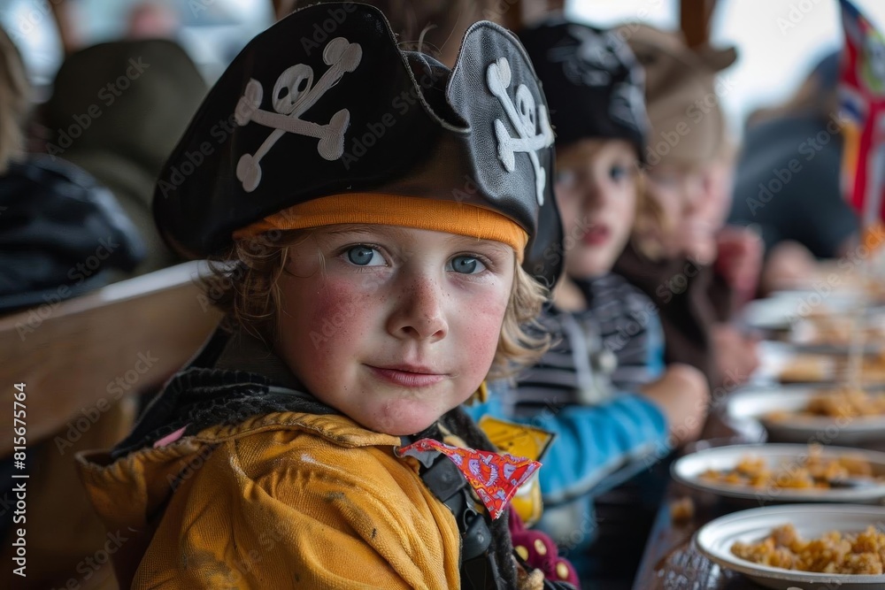 Piratethemed birthday on a boat, with treasure hunts, pirate flags, and costume eye patches Piratethemed birthday on a boat, with treasure hunts, pirate flags, and costume eye patches