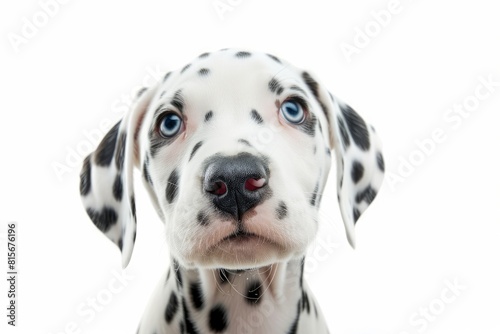 Dalmatian Puppy Nose Freckles: Zoom in on the adorable nose freckles of a Dalmatian puppy. photo on white isolated background © Aditya