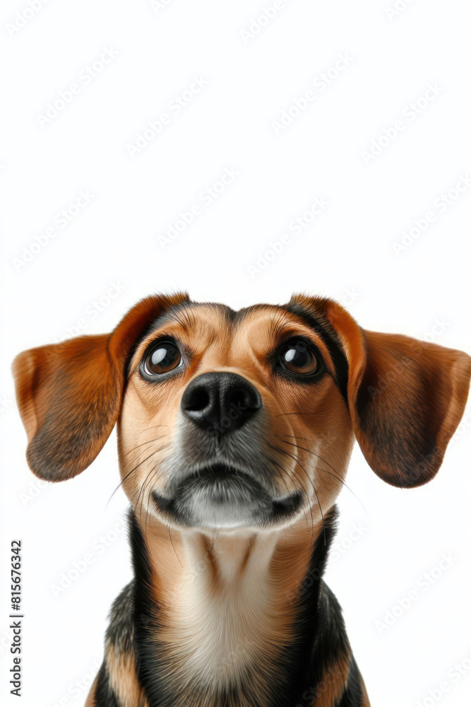 funny dog looking up Isolated on white background funny dog looking up Isolated on white background