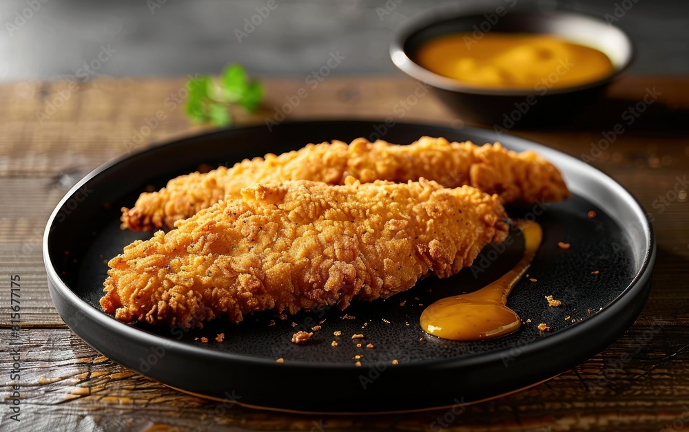 Crispy Fried Chicken on Dark Plate