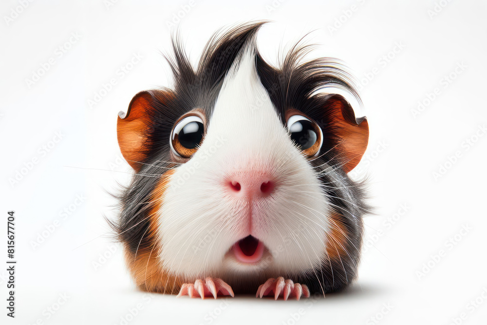 Funny Portrait of Surprised Guinea Pig with Huge Eyes Isolated on white background Funny Portrait of Surprised Guinea Pig with Huge Eyes Isolated on white background