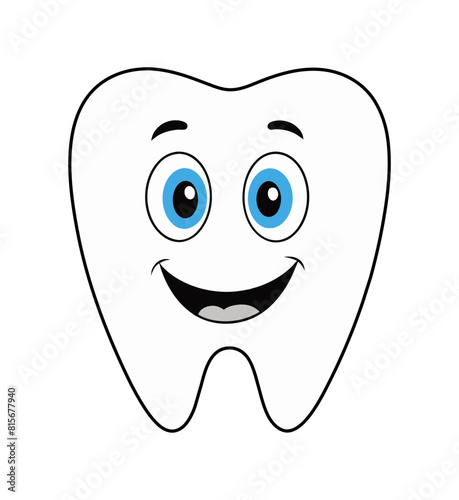 Smiling Cartoon Teeth on White Background