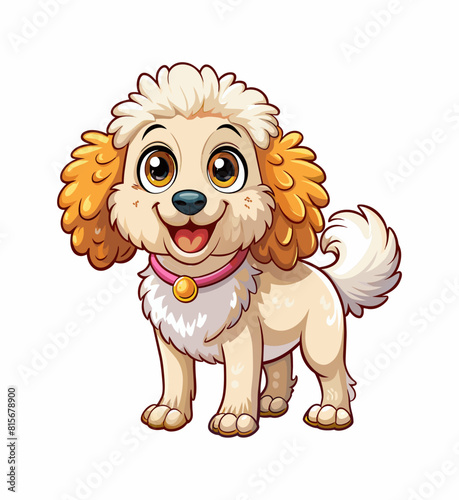 A Smiling Cartoon Poodle on White Background
