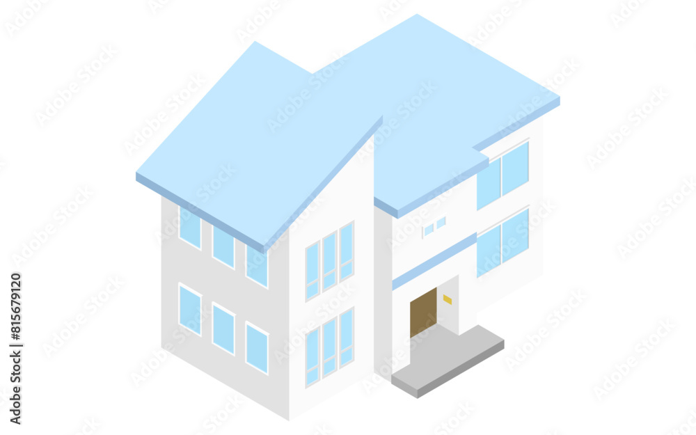 Rental Property: Building (detached single-family house), isometric illustration Rental Property: Building (detached single-family house), isometric illustration