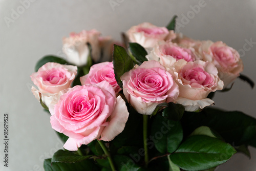 Beautiful colour pink roses bouquet close-up