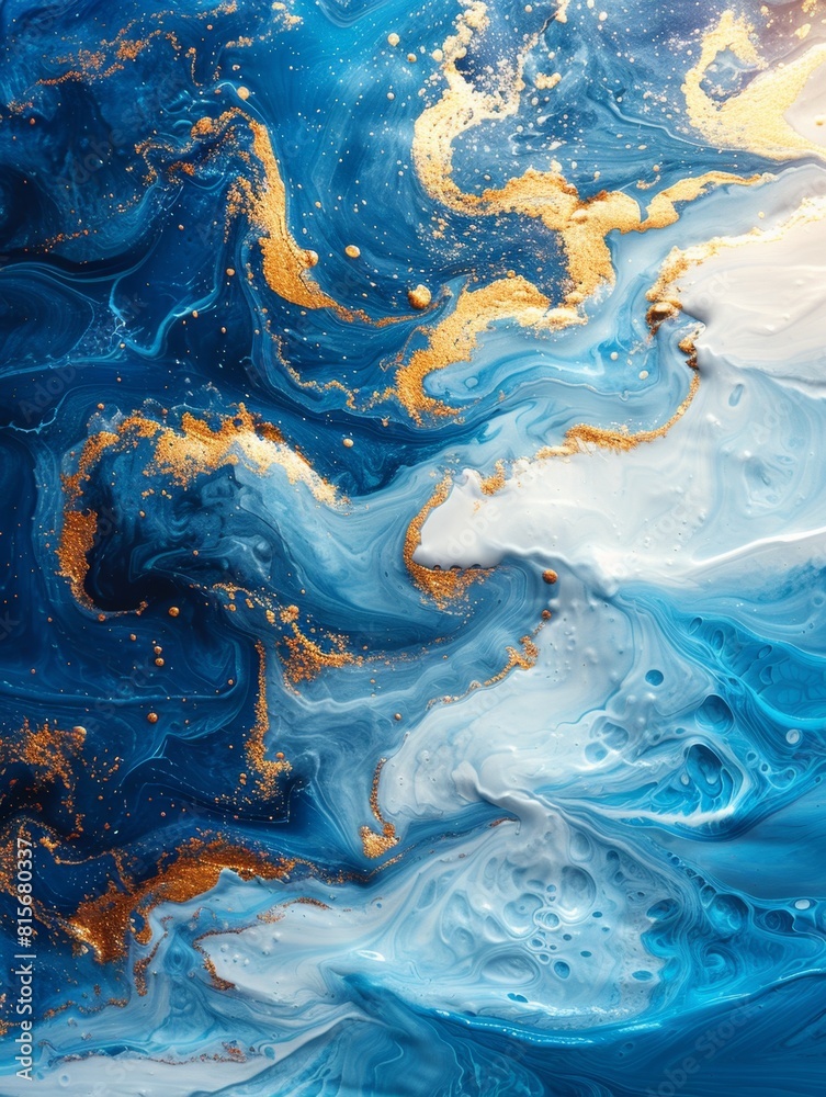 Obraz premium Blue background marble abstract texture pattern gold watercolor gray white dark paint green luxury. Background silver blue marble ombre wall color canvas fluid ink gradient water concrete wash art