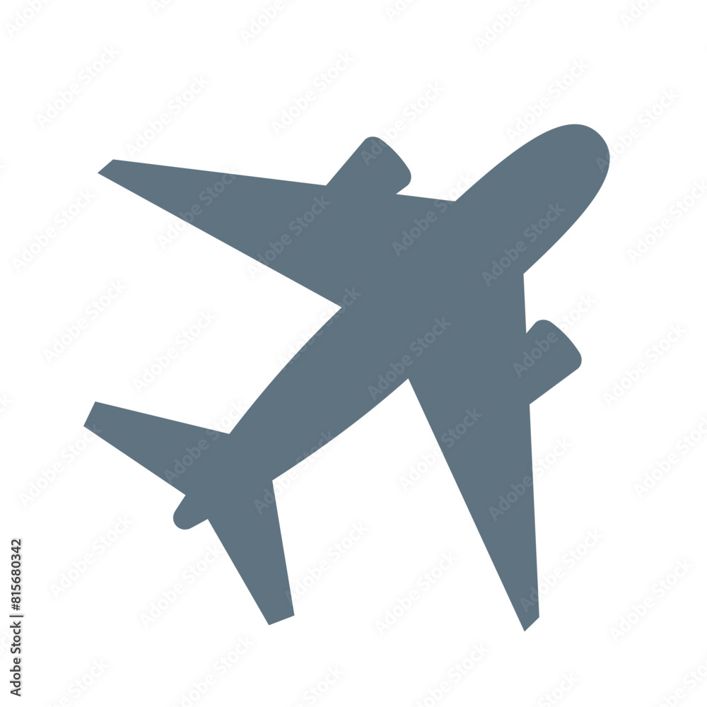 Simple airplane logo. Modern aircraft with two engines. Vector isolated on white background. Transport, travel. Simple airplane logo. Modern aircraft with two engines. Vector isolated on white background. Transport, travel.