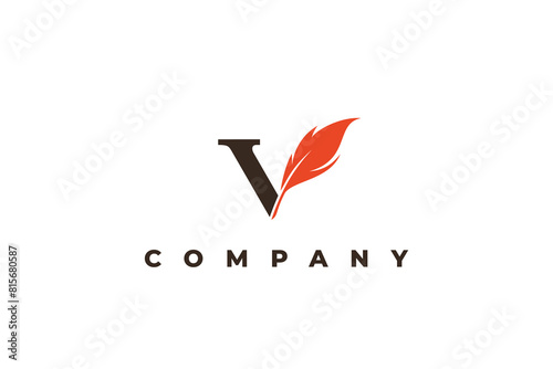 logo letter v quill business abstract