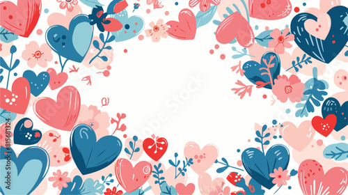 Valentines day hearts card. Vector frame office colorful