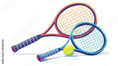 Vector flat tennis crossed rackets and ball © Blue