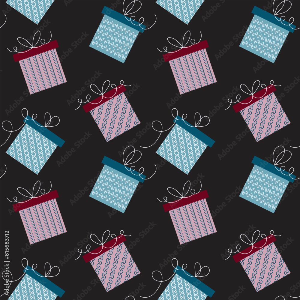 Seamless pattern of gift boxes. Flat vector illustration
    