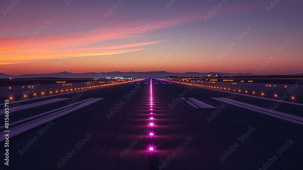 Fototapeta premium Runway at dusk, Futuristic , Cyberpunk