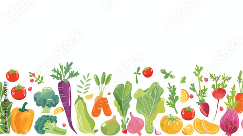 Vegetable border. Farm harvest healthy vegan food hor