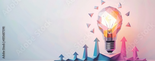 Geometric lightbulb with ascending arrows, representing creative growth photo