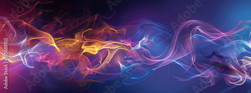  a dynamic abstract composition showcasing bold movements of smoke against a dark background. The smoke should twist and turn, creating an energetic and mesmerizing display.