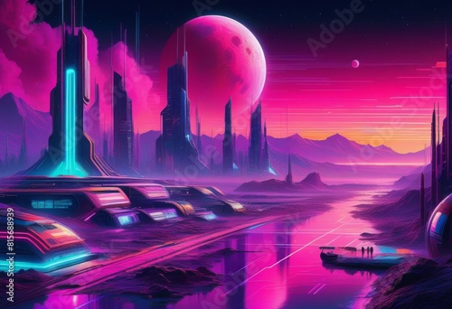 eon Nights on the Lunar Frontier - A Retro-Futuristic Synthwave Odyssey