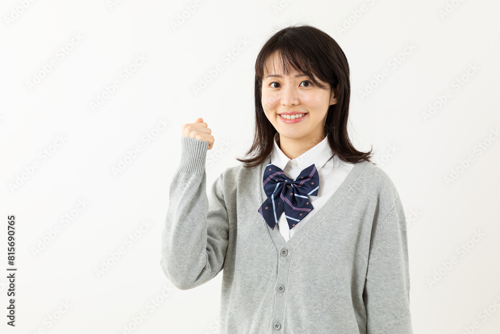 ガッツポーズをする女子高生01