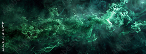 green smoke cloud on black background, green color, banner design, dark background, dark green, cinematic lighting, volumetric light, photorealistic