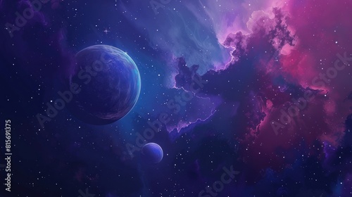 Fantasy Planetary in outer space sky template background. Generated AI image