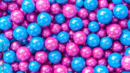 Vibrant pink and blue spheres in seamless pattern