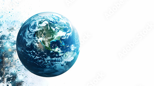 Fototapeta Naklejka Na Ścianę i Meble -  Blue planet earth isolated on white background with clipping path.generative ai