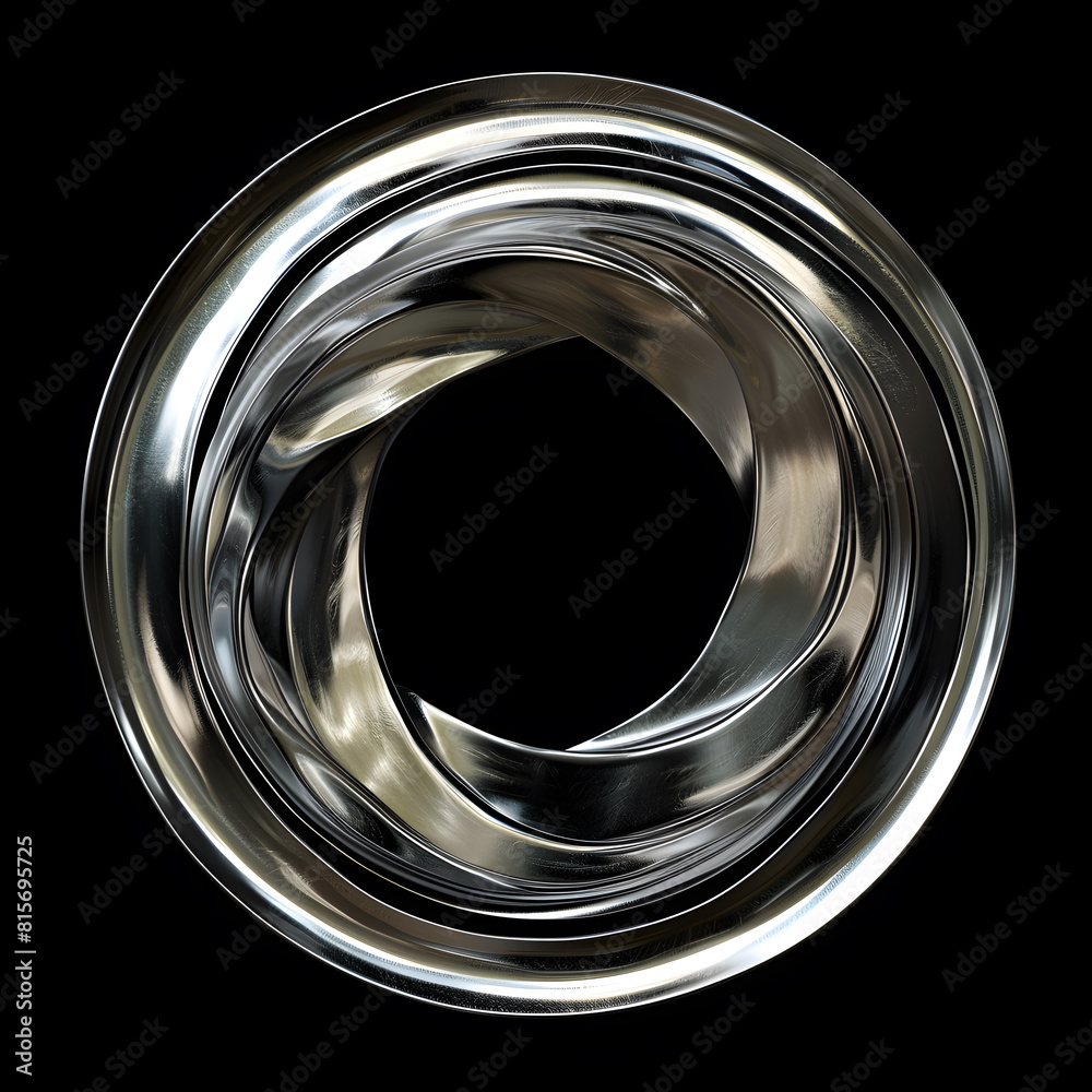 Titanium metal circle wave shape isolated on black background Titanium metal circle wave shape isolated on black background