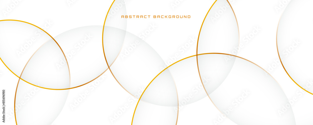 3D white luxury abstract background overlap layer on bright space with golden circles lines decoration. Modern graphic design element cutout style concept for web banner, flyer, card or brochure cover 3D white luxury abstract background overlap layer on bright space with golden circles lines decoration. Modern graphic design element cutout style concept for web banner, flyer, card or brochure cover
