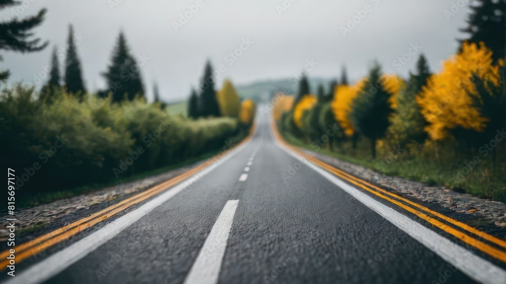 tilt shift focus photography of road
